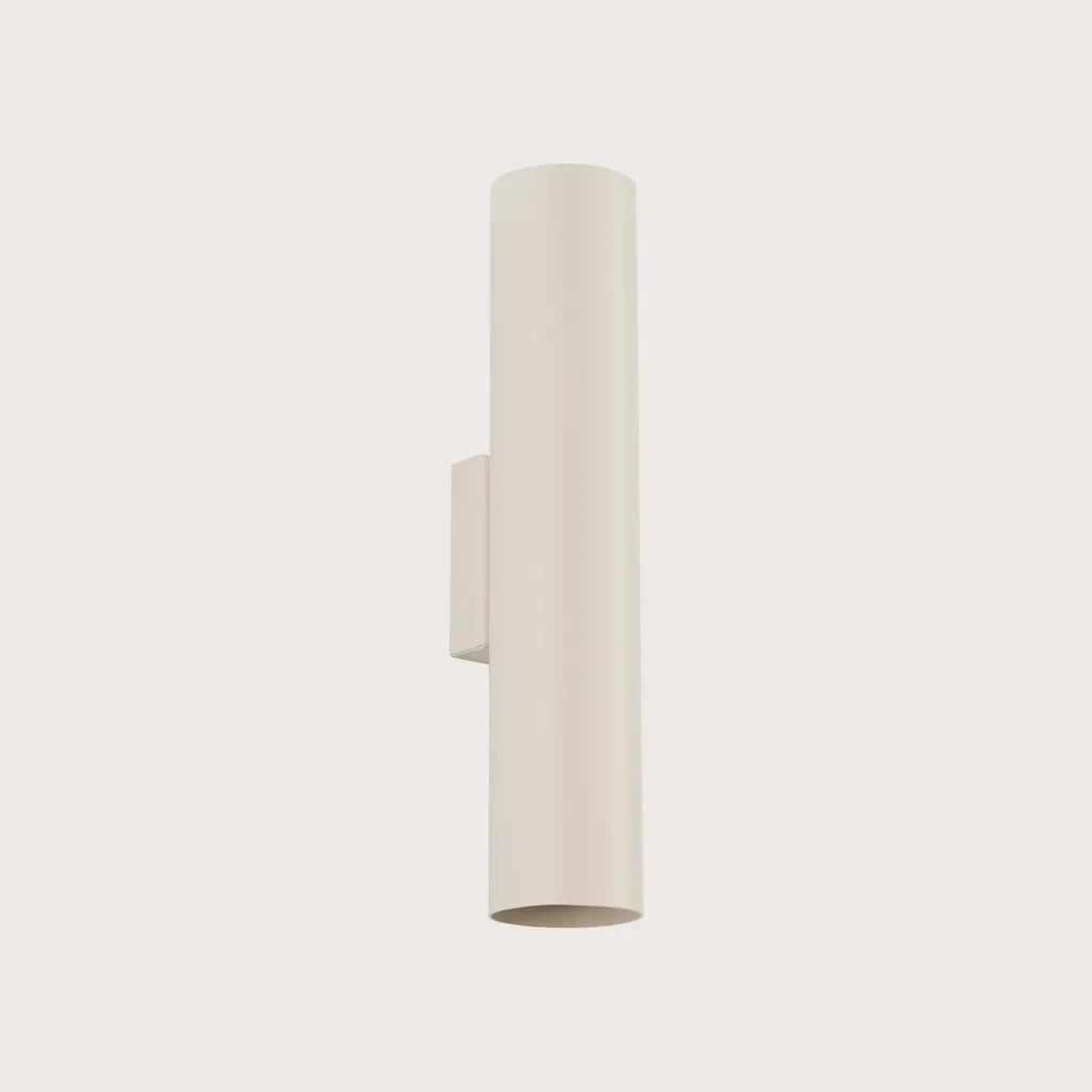 Applique murale tube en acier haut et bas, coloris beige