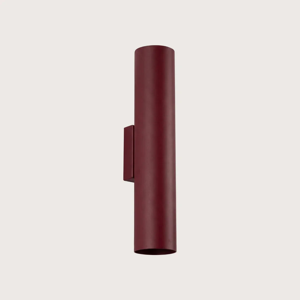 Applique murale tube en acier haut et bas, coloris bordeaux