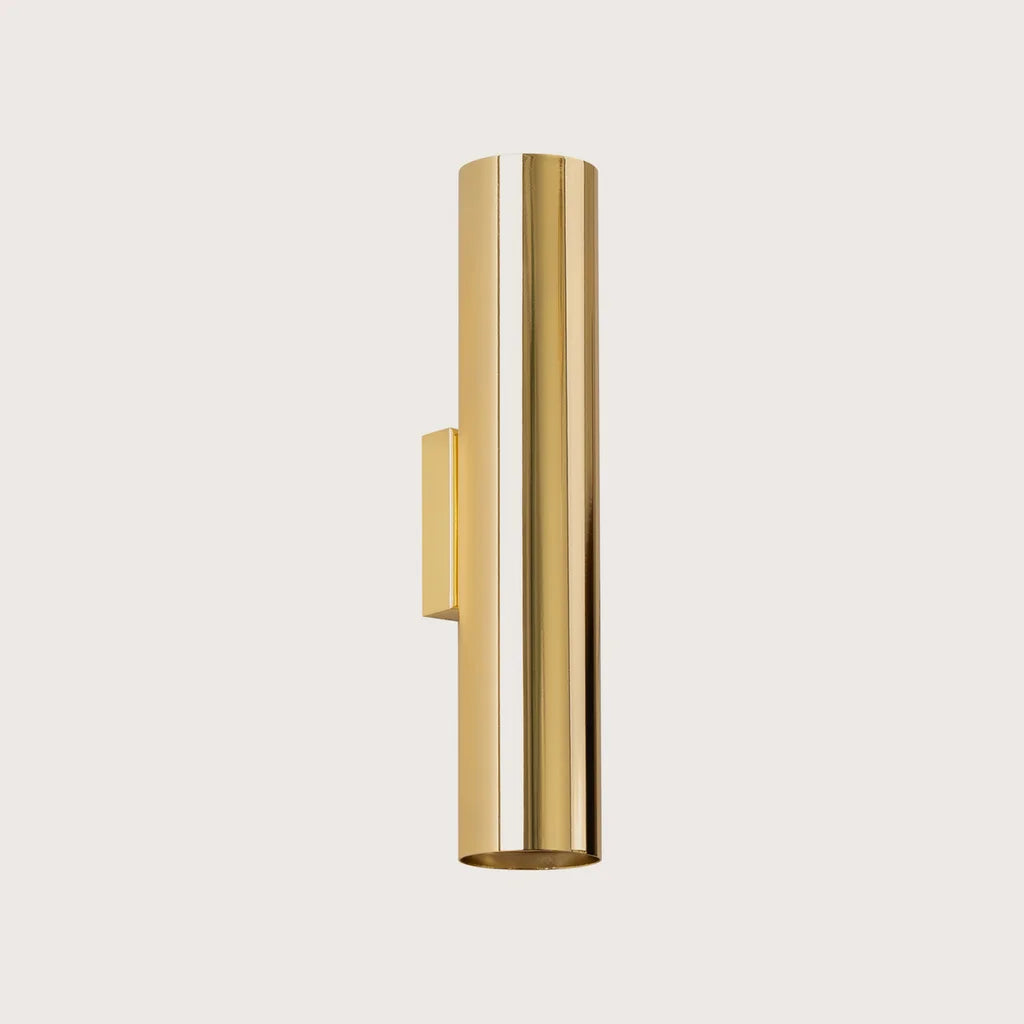 Applique murale tube en acier haut et bas, coloris doré brillant