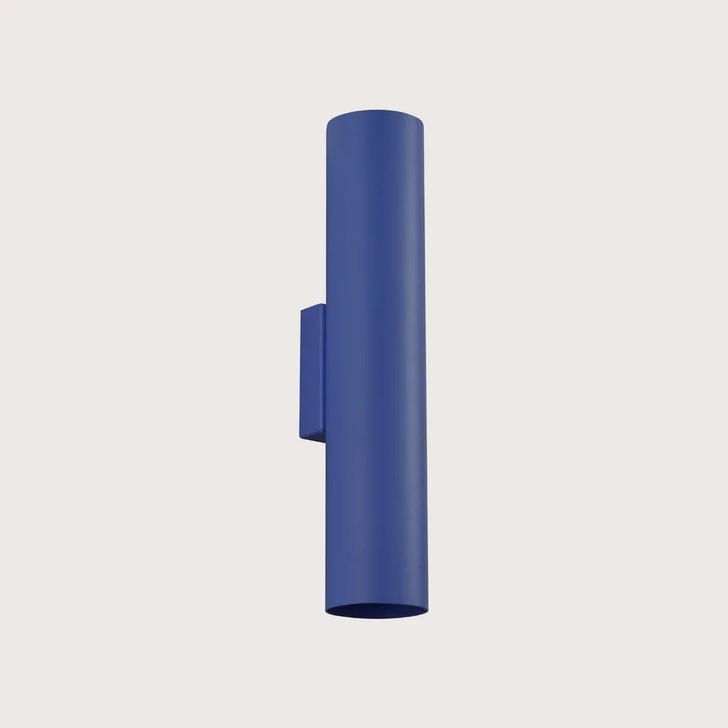 Applique murale tube en acier haut et bas, coloris outremer