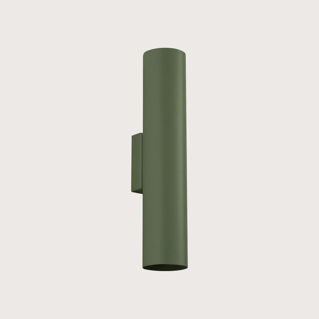 Applique murale tube en acier haut et bas, coloris vert olive