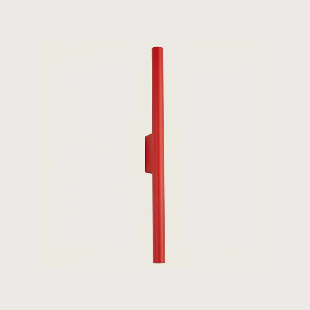 Applique murale tube fin 50 cm, coloris rouge