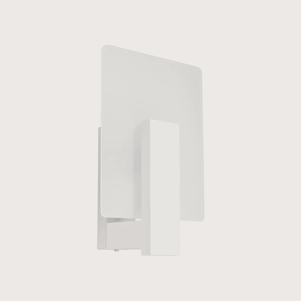 Applique murale verre et bois, coloris blanc