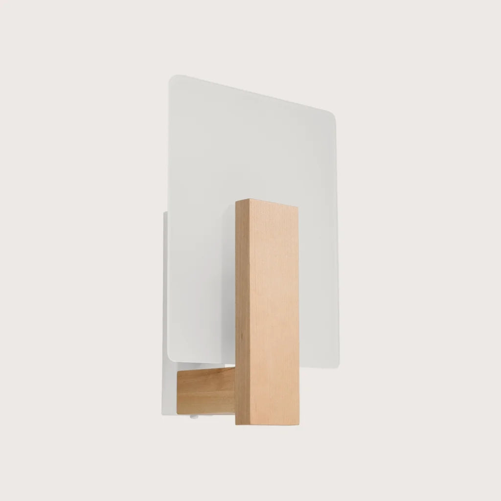 Applique murale verre et bois, coloris bois naturel