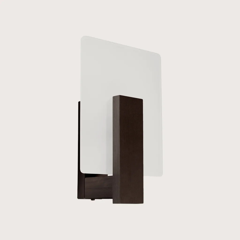 Applique murale verre et bois, coloris wengé