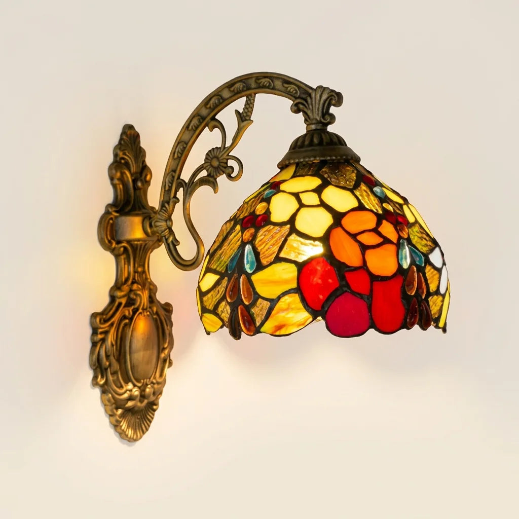 Applique murale Tiffany vitrail fruits et fleurs