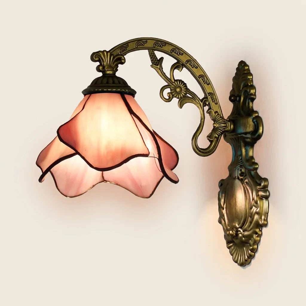 Applique murale Tiffany tulipe en verre rose