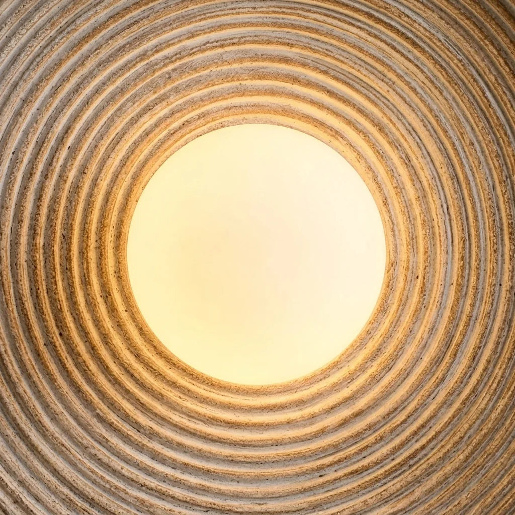 Stries concentriques de la résine autour du globe lumineux