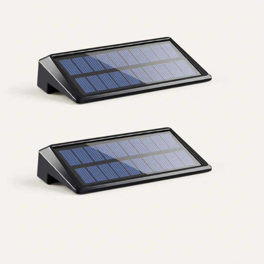 Lot de 2 appliques solaires extérieures LED noires à panneau solaire