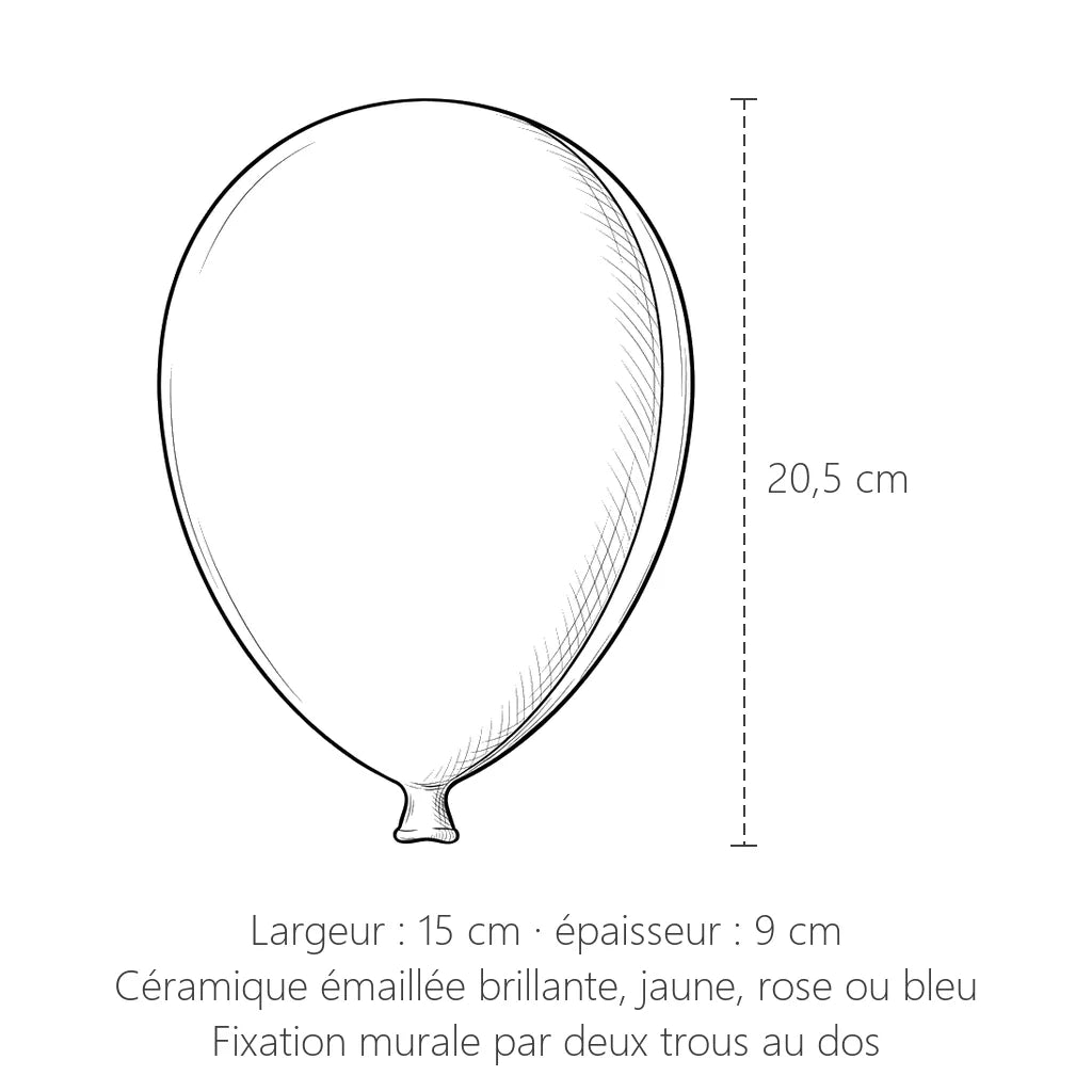 Dimensions du ballon mural en céramique : 20,5 x 15 x 9 cm