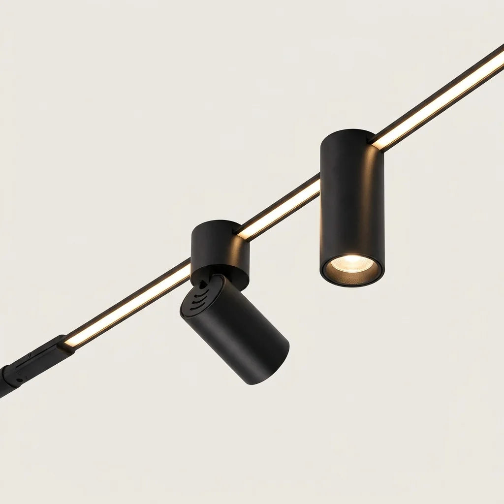 Ligne LED linéaire avec spots orientables, lumière chaude