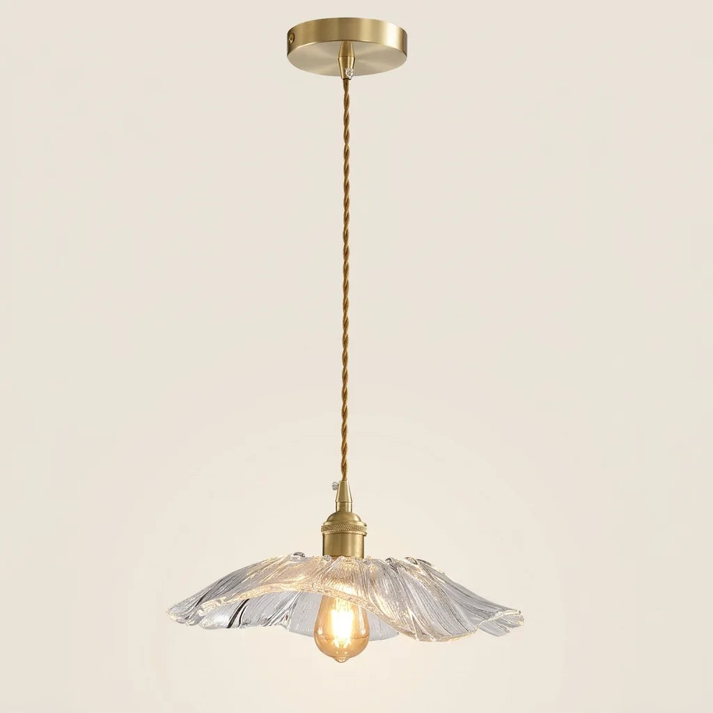 Suspension feuille de lotus plate en verre transparent