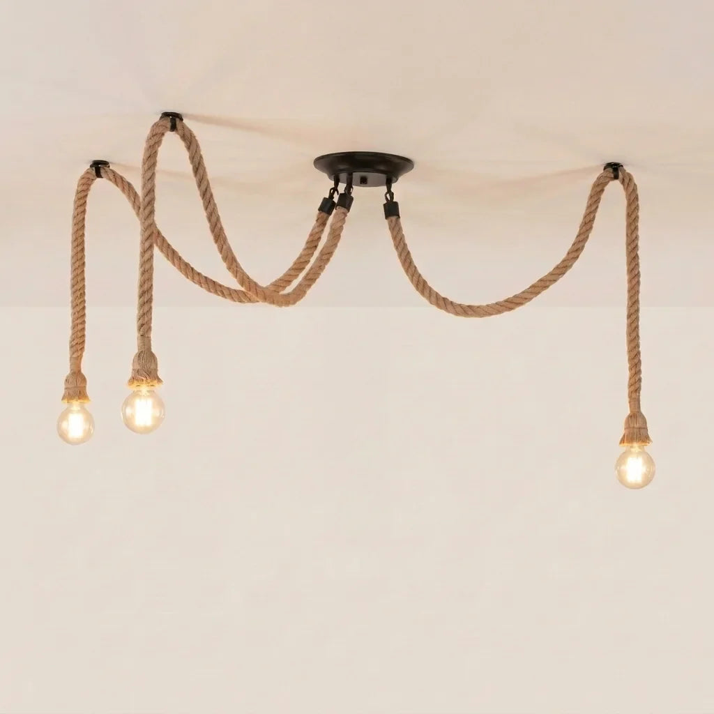 Lustre araignée en corde 3 têtes