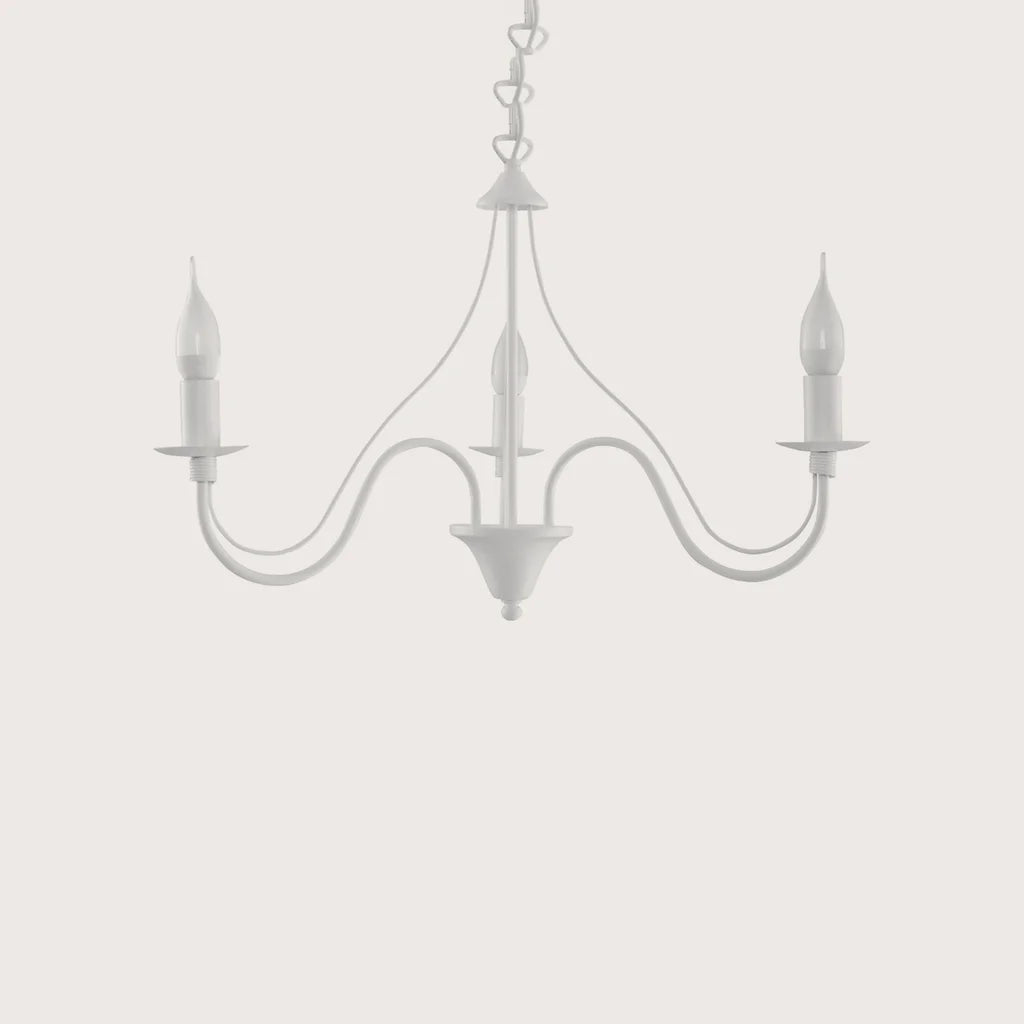 Lustre bougies classique en métal, coloris blanc (3 lumières)