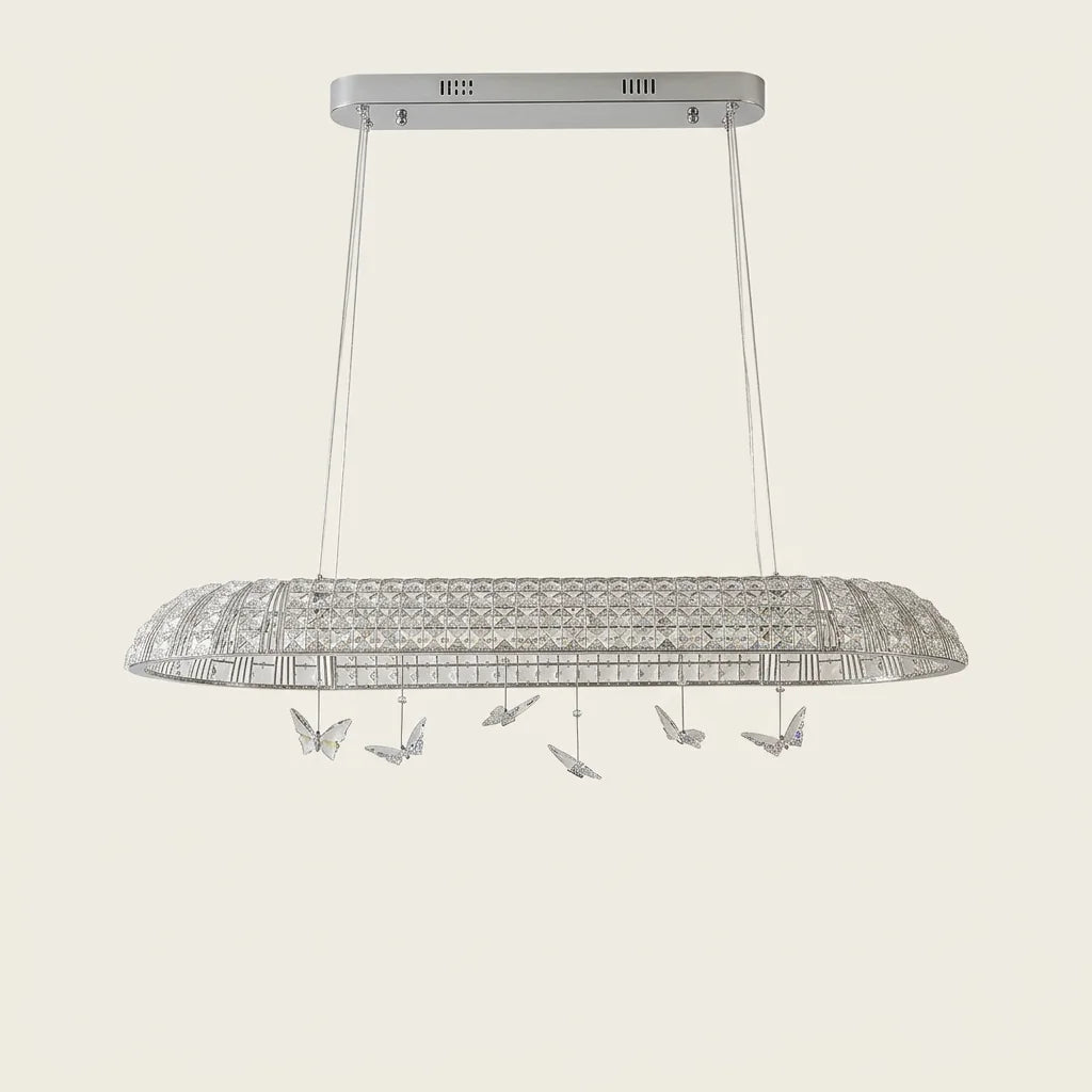 Lustre LED ovale en cristal de 100 cm