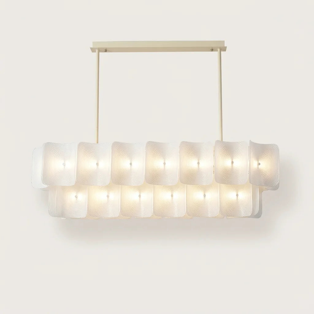 Lustre long 120 cm à lamelles acryliques blanches