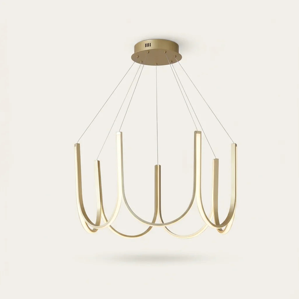 Lustre LED doré à bras lumineux en U