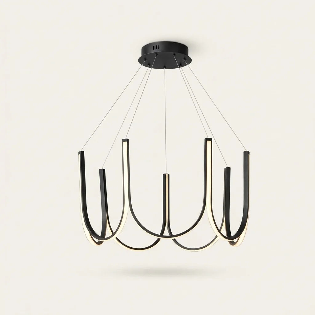 Lustre LED noir à bras lumineux en U