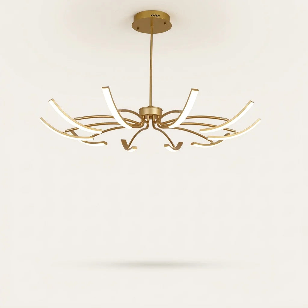 Lustre LED doré à 10 bras orientables