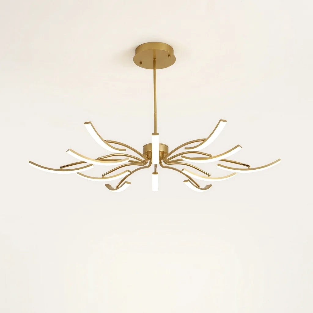 Lustre LED doré à 12 bras orientables
