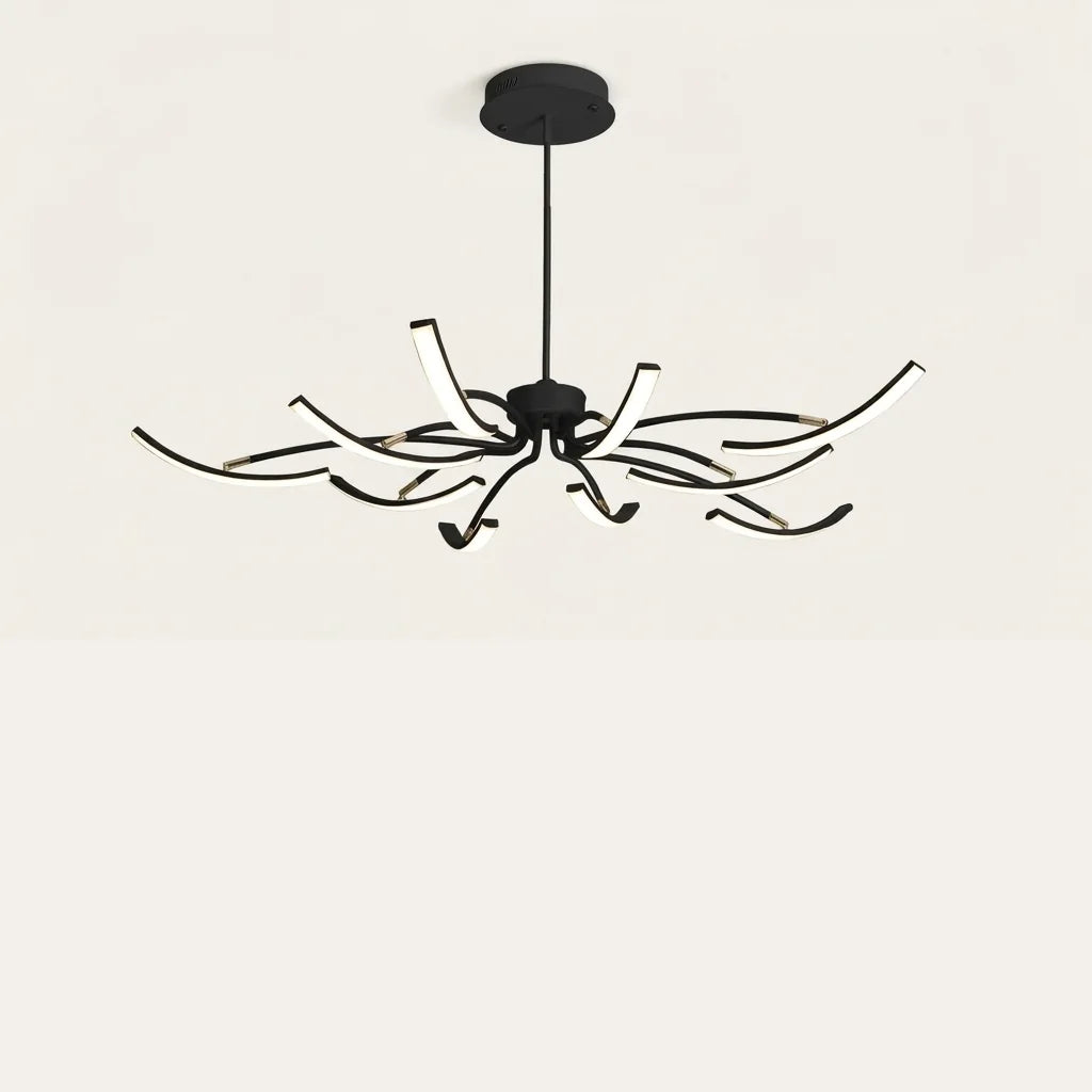 Lustre LED noir à 10 bras orientables