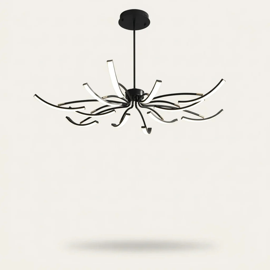 Lustre LED noir à 12 bras orientables