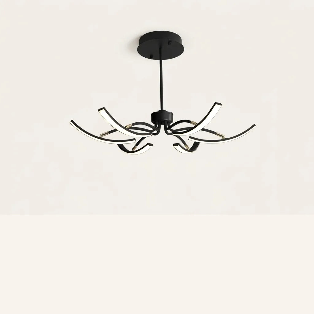 Lustre LED noir à 6 bras orientables