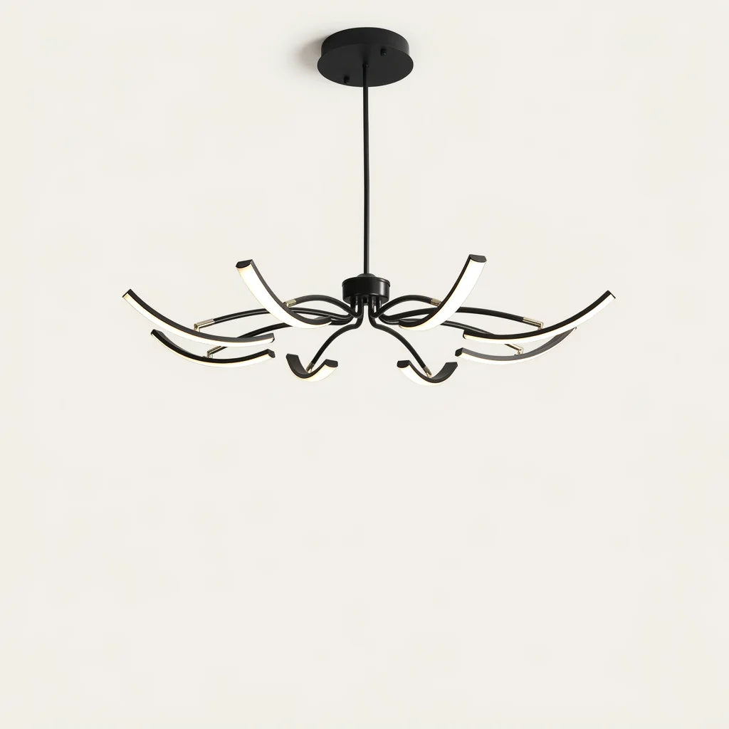 Lustre LED noir à 8 bras orientables