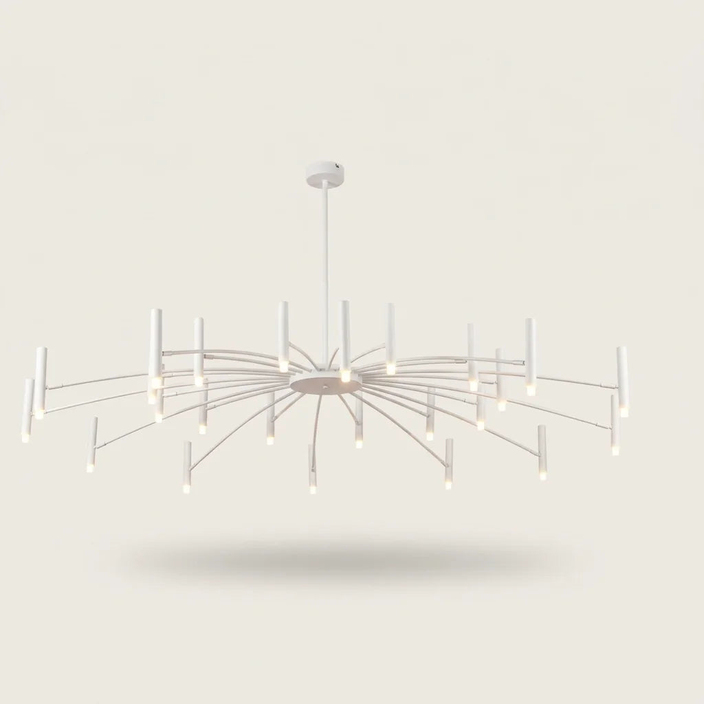 Lustre LED rayonnant blanc à deux niveaux, 12+12 bras