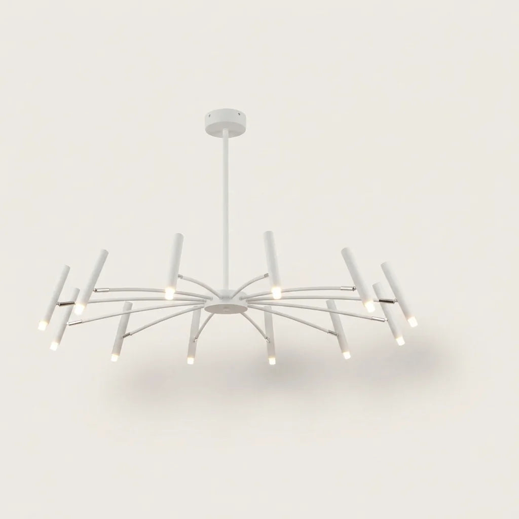 Lustre LED rayonnant blanc à 12 bras