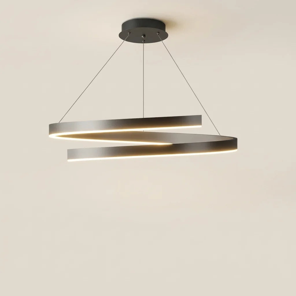 Lustre LED spirale noir à lumière chaude