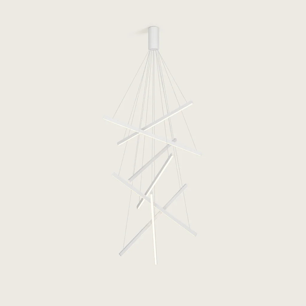 Lustre LED blanc à 7 tiges lumineuses suspendues