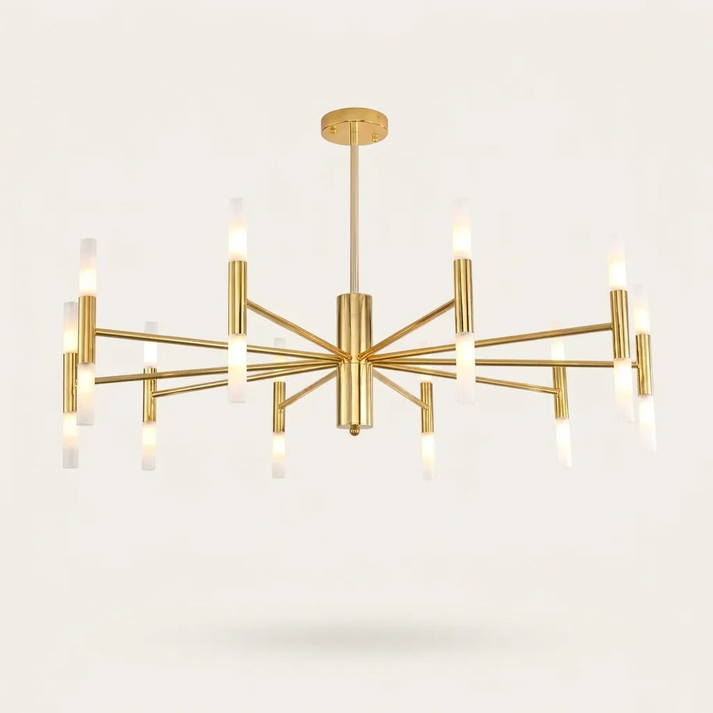 Lustre LED doré à 20 bras, grand diamètre