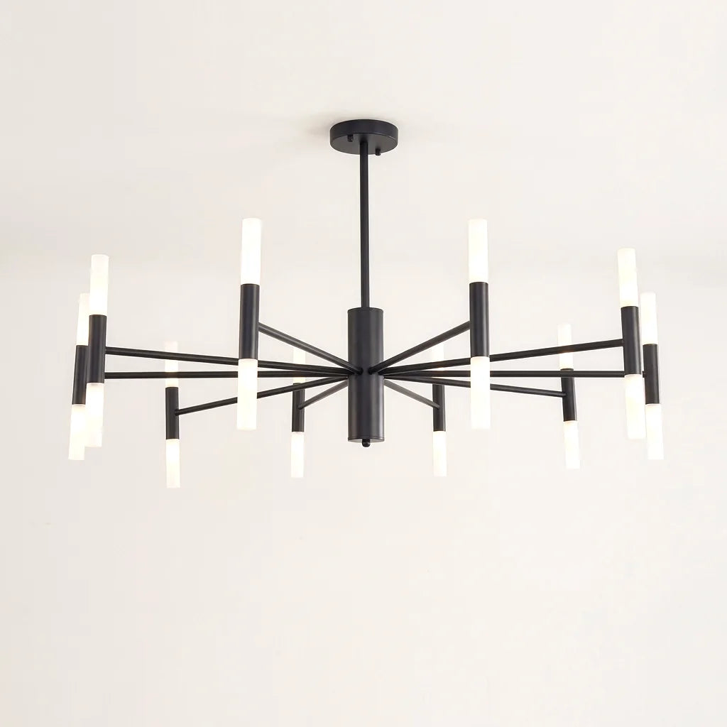 Lustre LED noir à 20 bras, grand diamètre