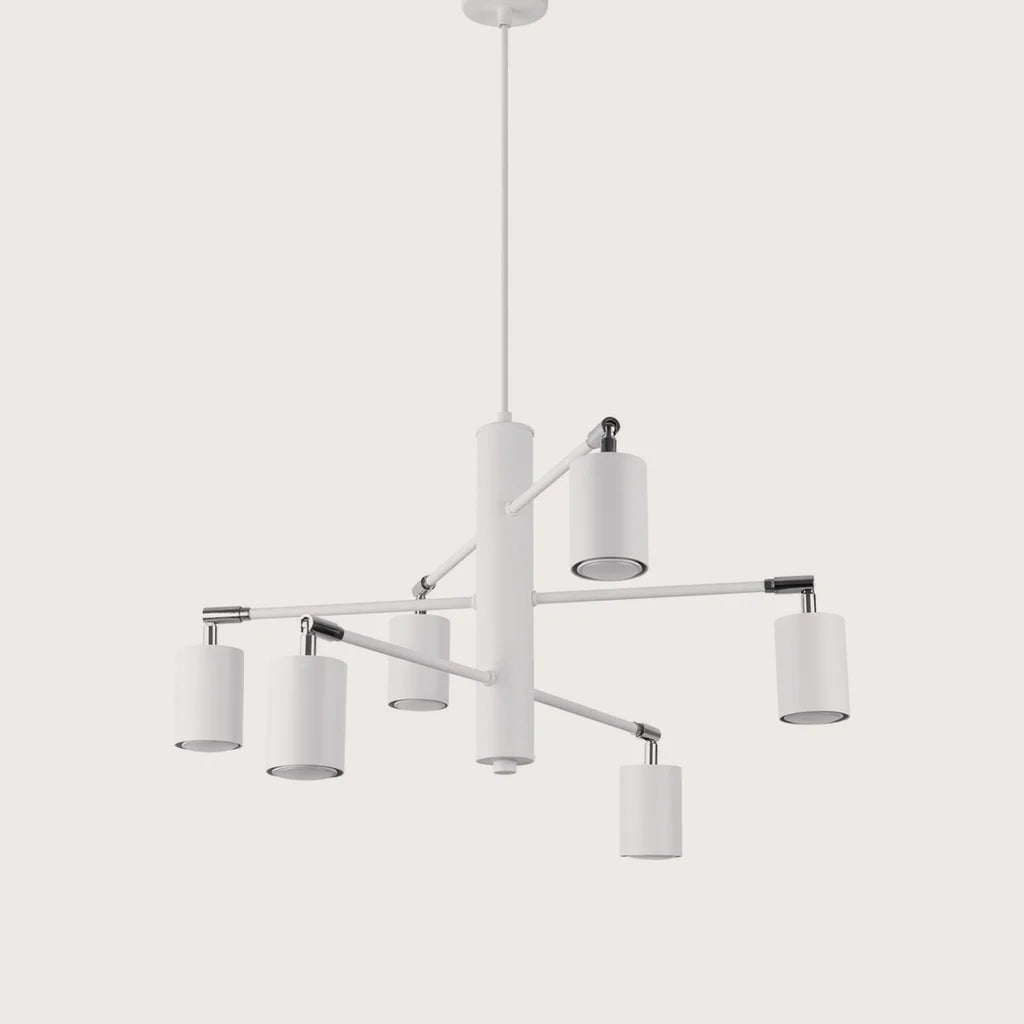 Lustre moderne 6 spots orientables, coloris blanc
