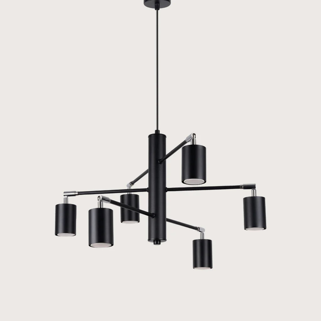 Lustre moderne 6 spots orientables, coloris noir