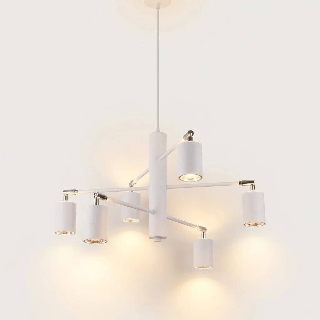 Lustre moderne 6 spots orientables allumée