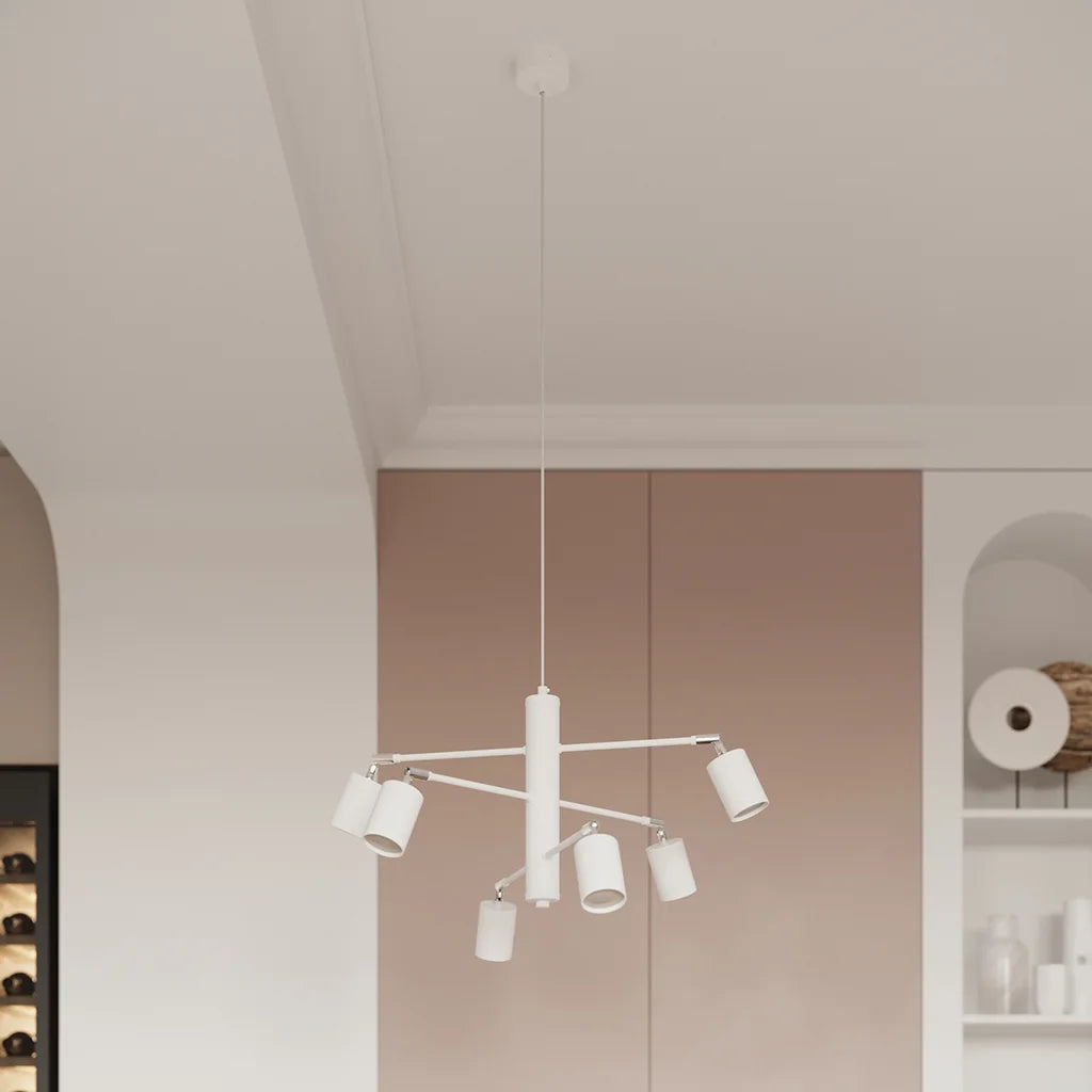 Lustre moderne 6 spots orientables dans un salon