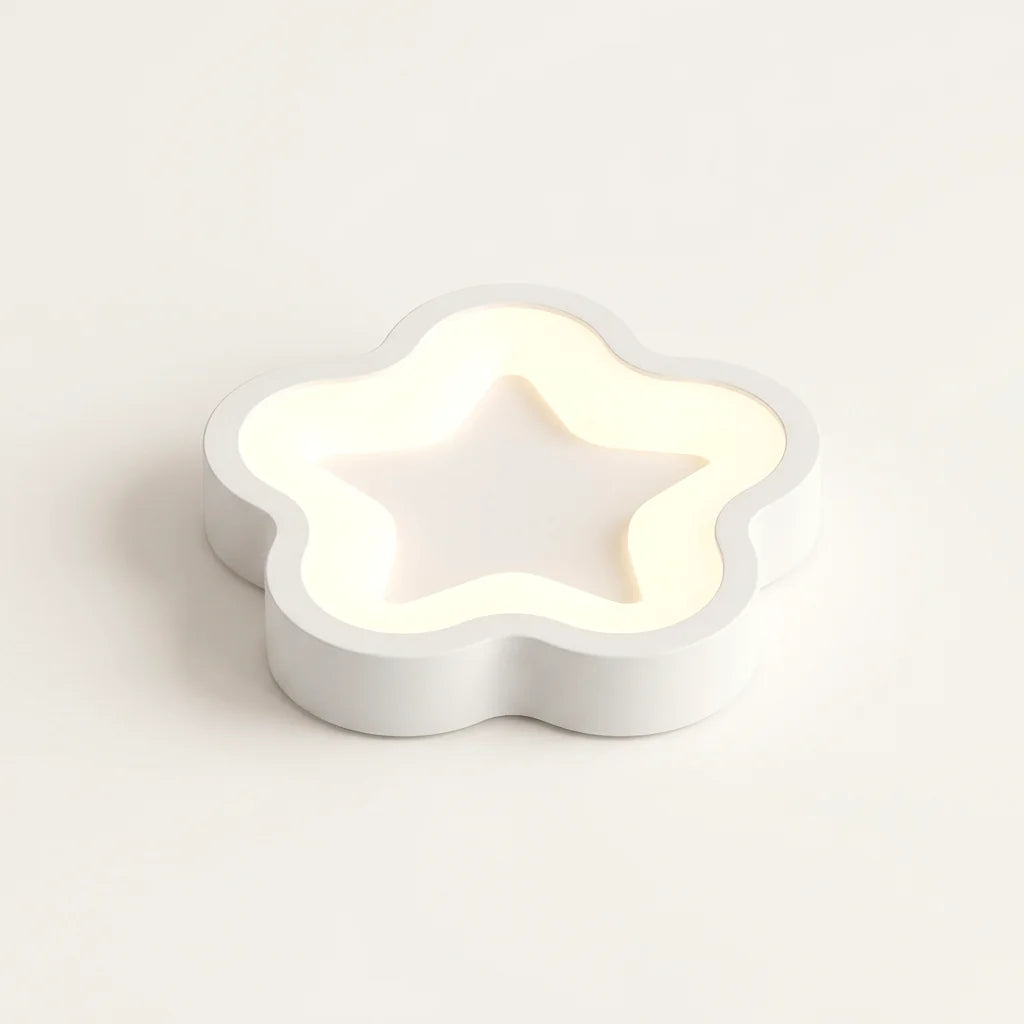 Petit plafonnier LED en forme d’étoile, blanc, forme C