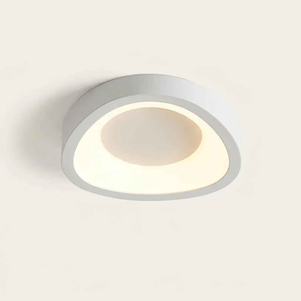 Petit plafonnier LED en forme de galet, blanc, forme E