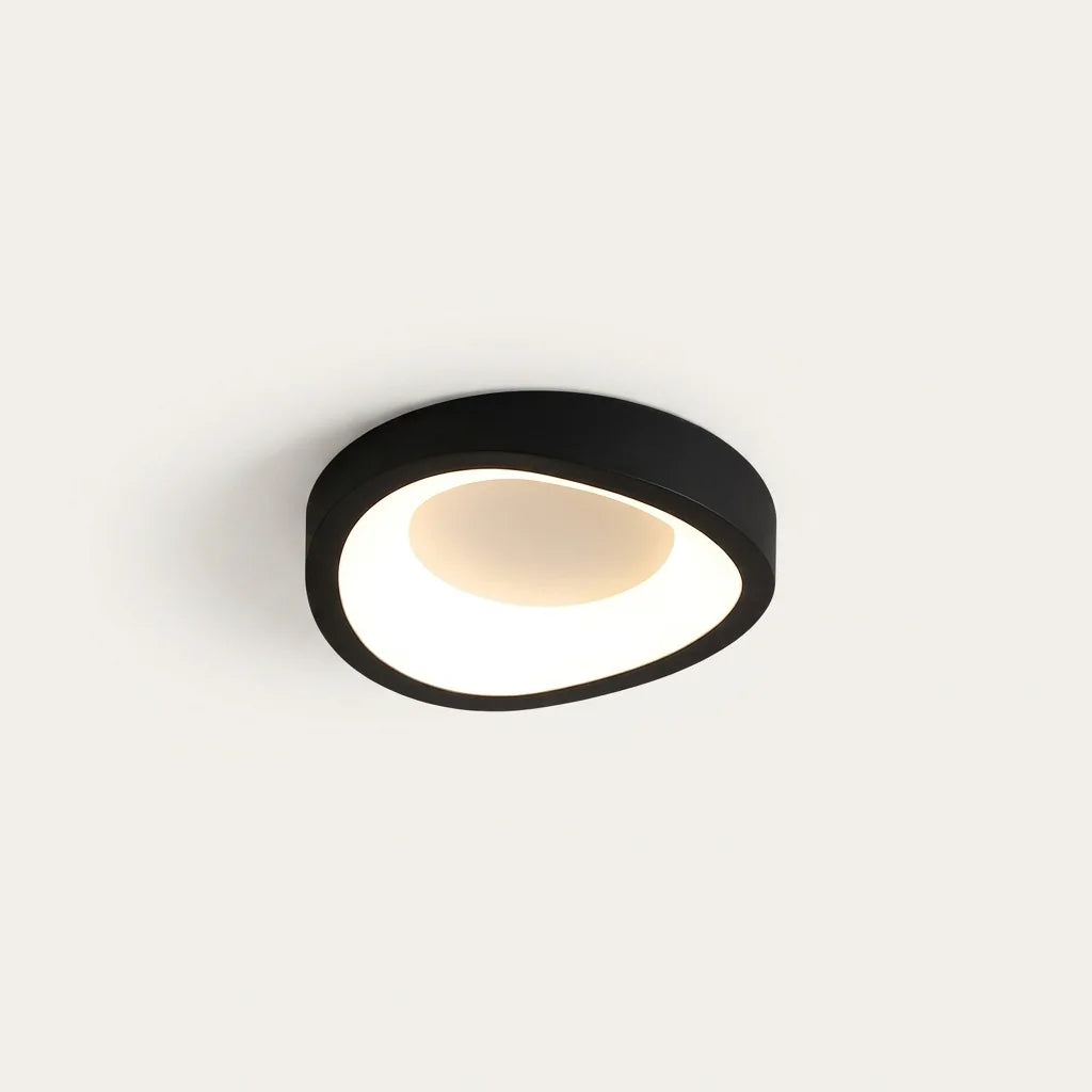Petit plafonnier LED en forme de galet, noir