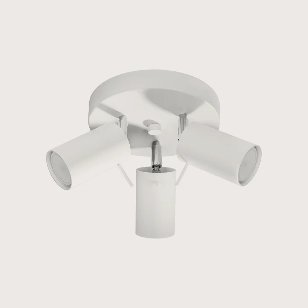 Plafonnier 3 spots orientables sur platine ronde, coloris blanc