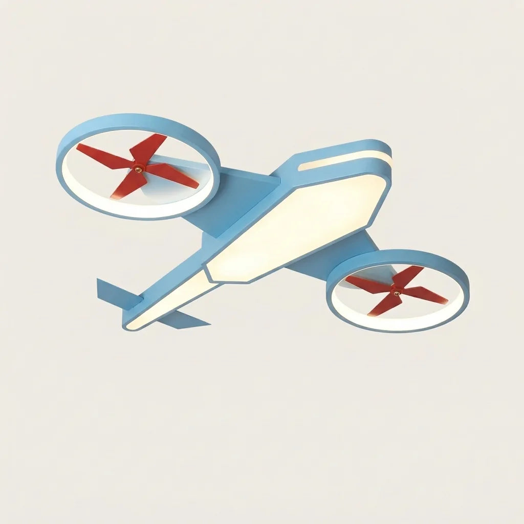Plafonnier avion bleu à hélices rouges