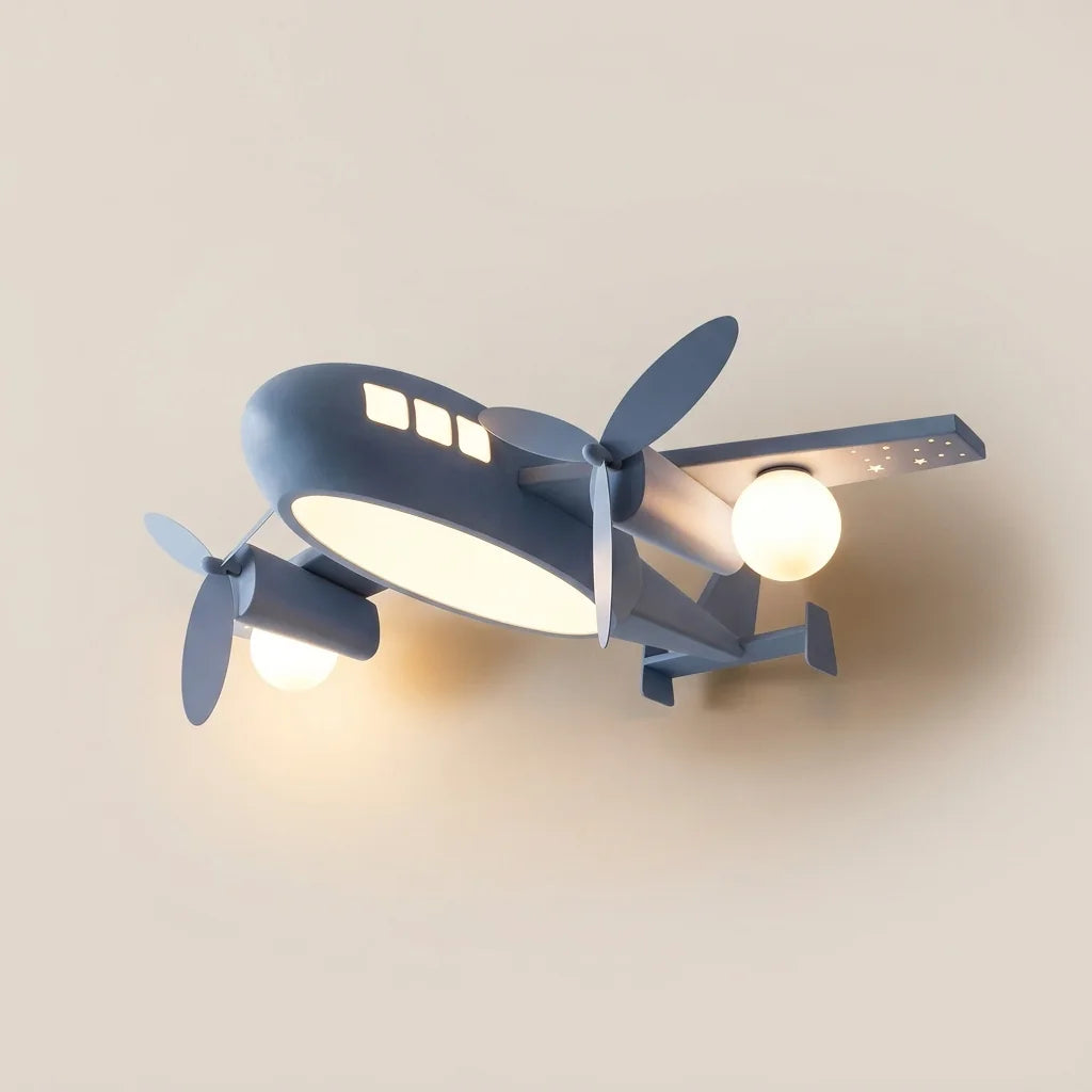 Plafonnier avion gris pour chambre d’enfant