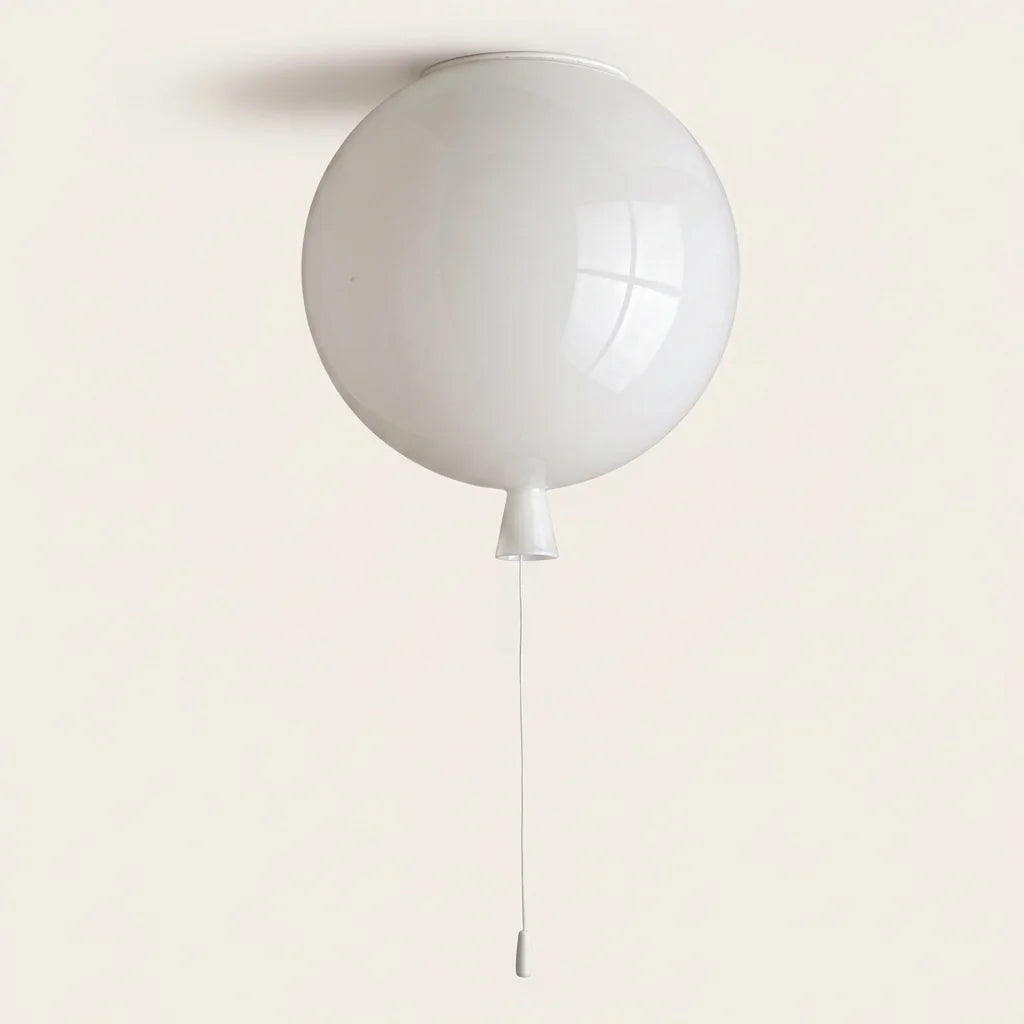 Plafonnier ballon blanc avec cordon à tirette