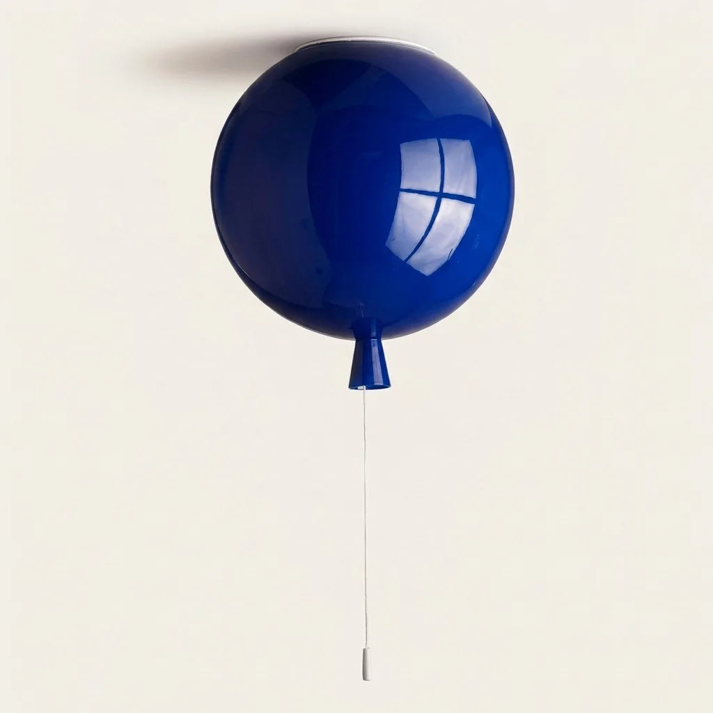 Plafonnier ballon bleu avec cordon à tirette