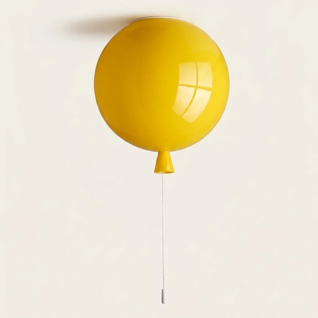 Plafonnier ballon jaune avec cordon à tirette