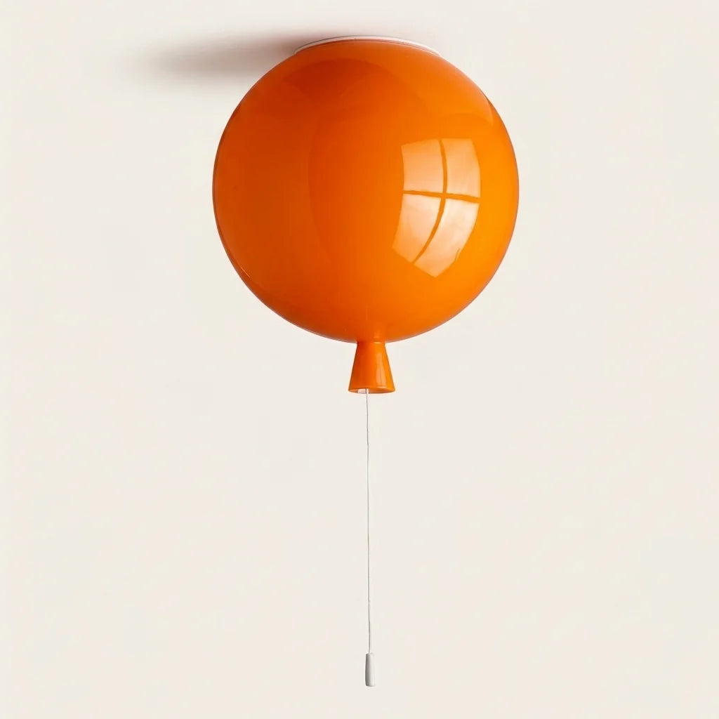 Plafonnier ballon orange avec cordon à tirette