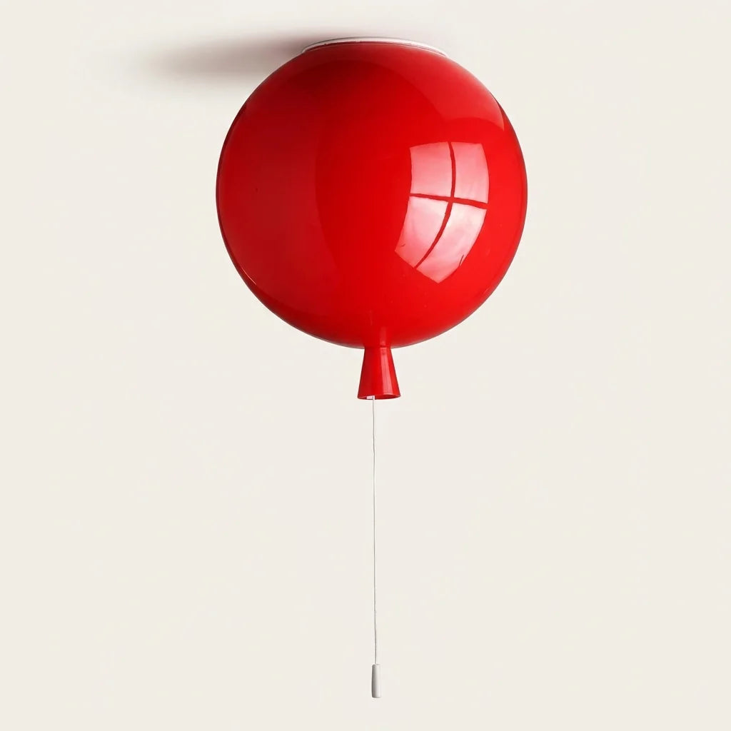 Plafonnier ballon rouge avec cordon à tirette