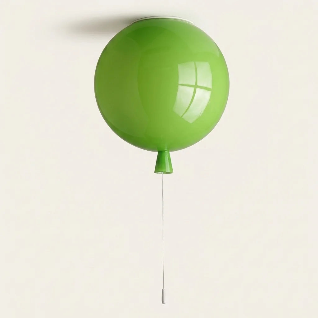 Plafonnier ballon vert avec cordon à tirette